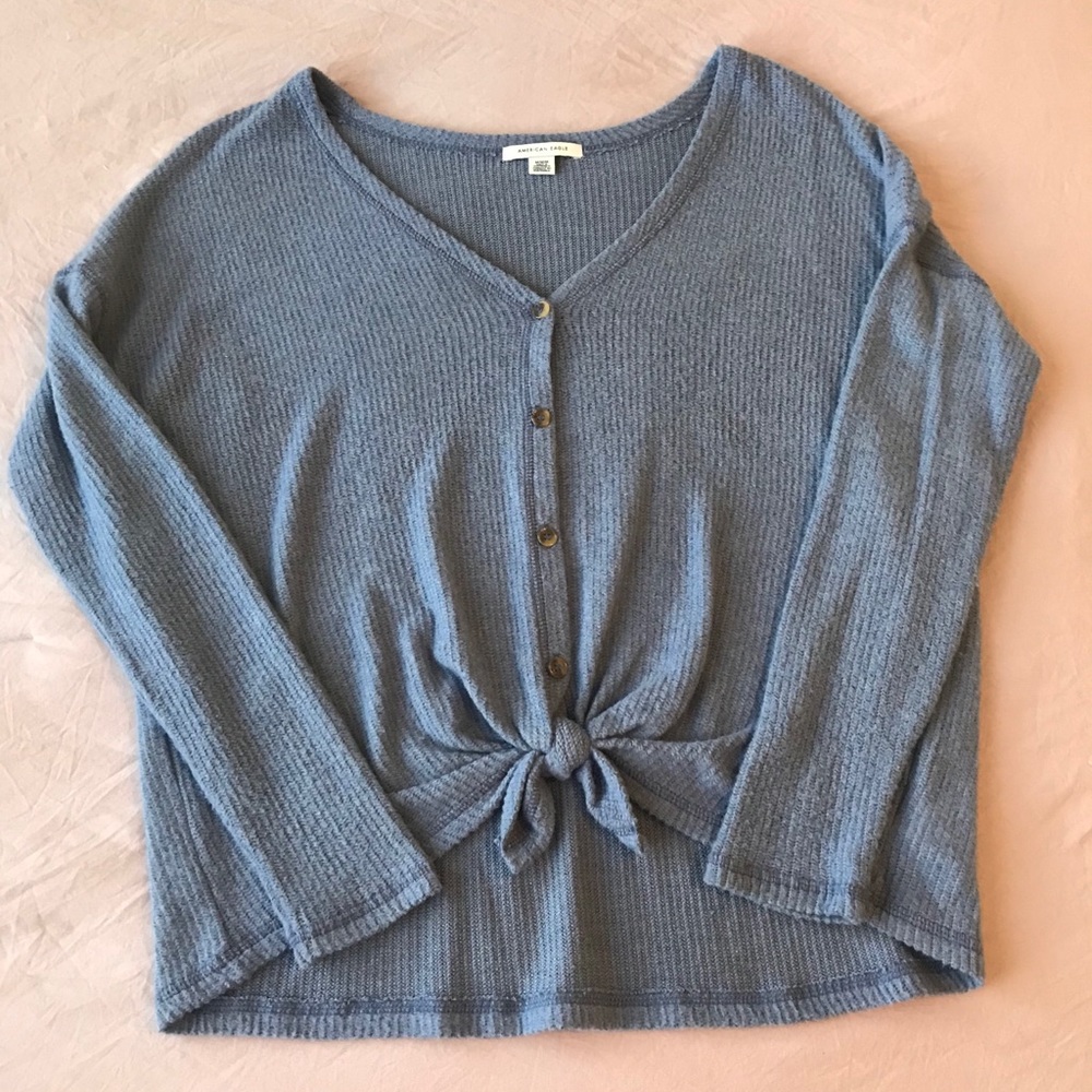 AE knit button down top
